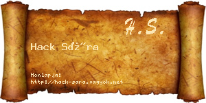 Hack Sára névjegykártya